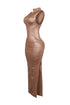 Marenna Faux Leather Ruched Maxi Dress